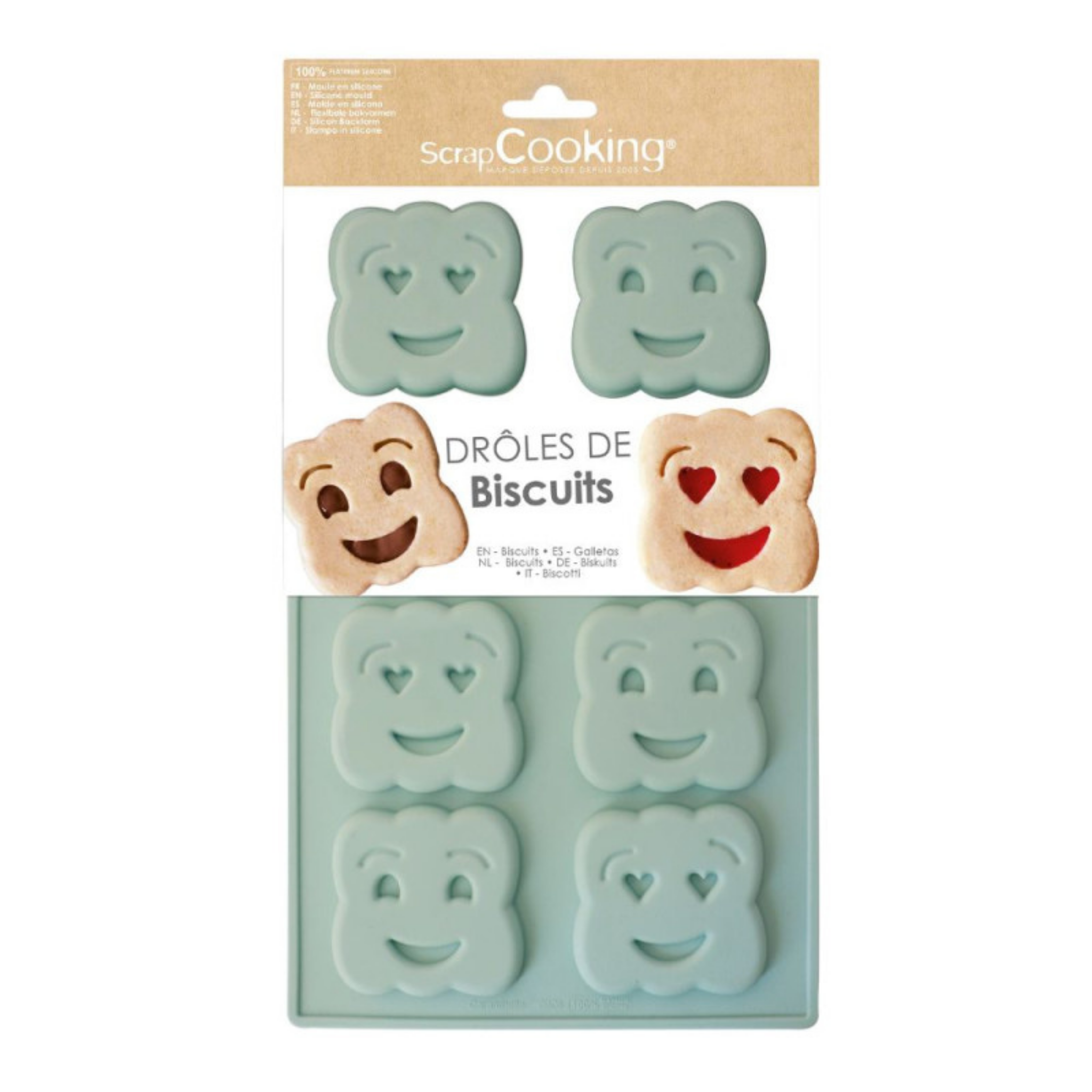 ScrapCooking - Moule Silicone Drôles de Biscuits 8 Empreintes - 30 x 17,5 cm