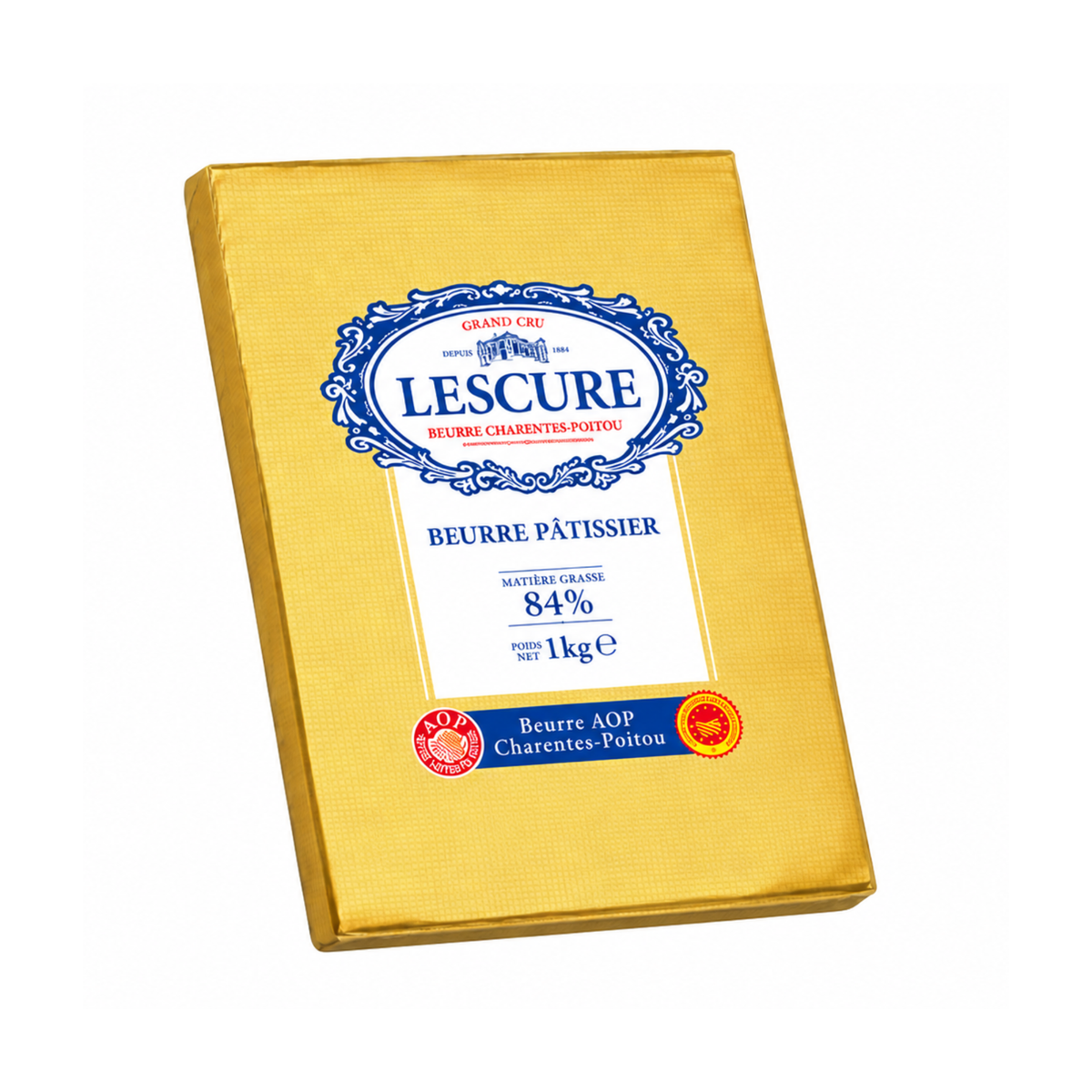 Lescure – Beurre pâtissier AOP Charentes-Poitou 84% MG 1 kg