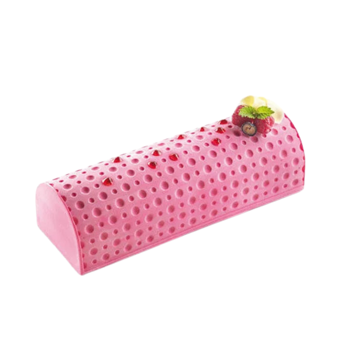 Bûche de Noël rose à motif petit pois