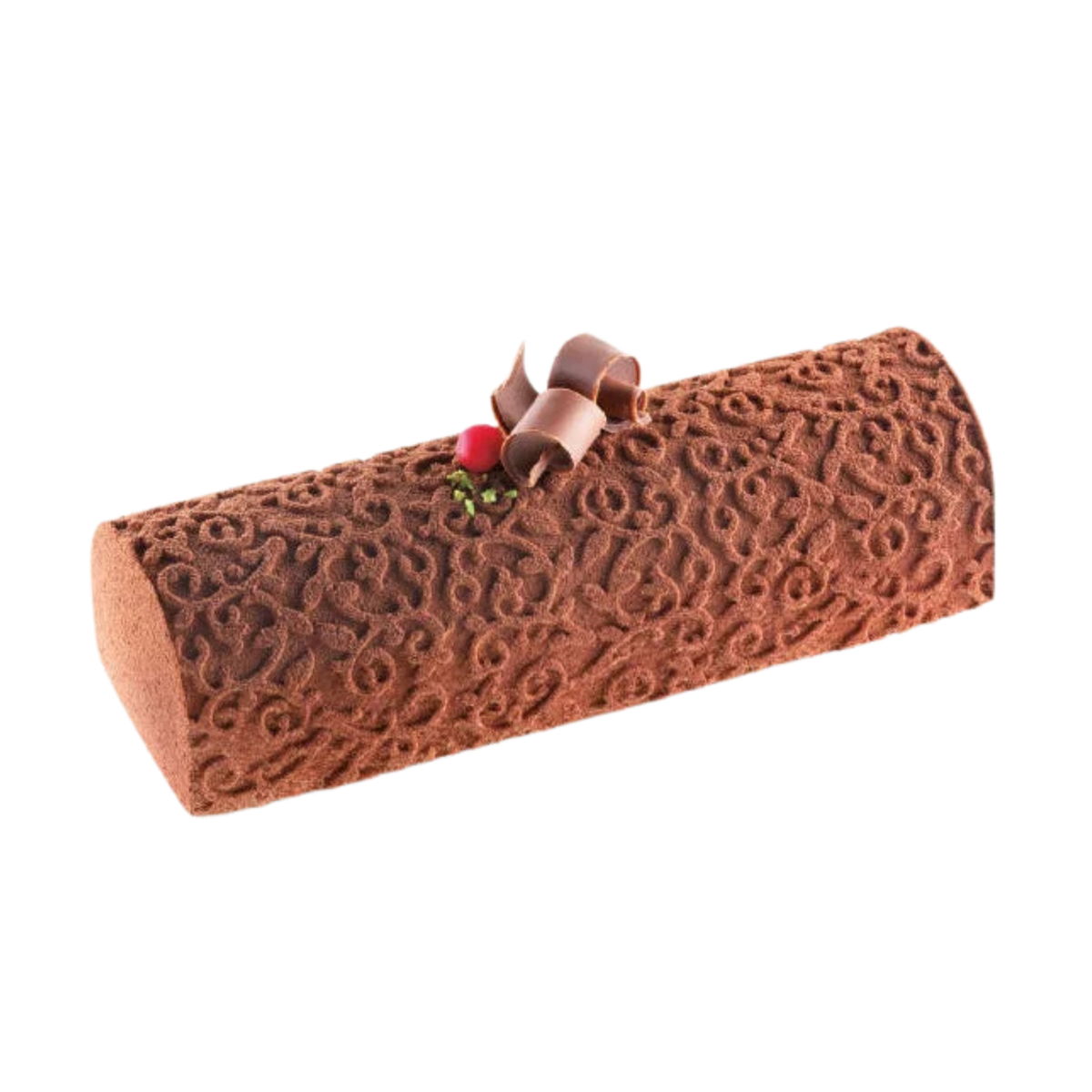 Moule à bûche de Noël marron à motif arabesque