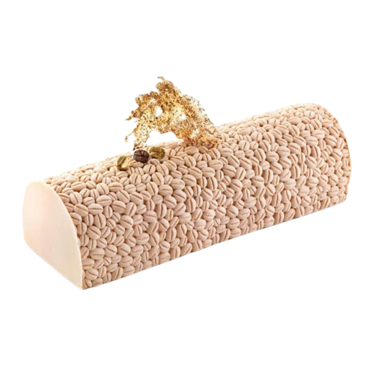 bûche de Noël beige à motif grains de café