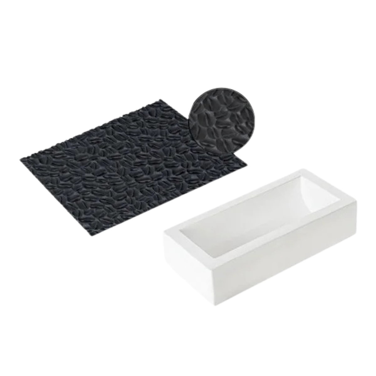 Tapis décor grains de café pour bûches et entremets avec moule, motif grains de café en relief