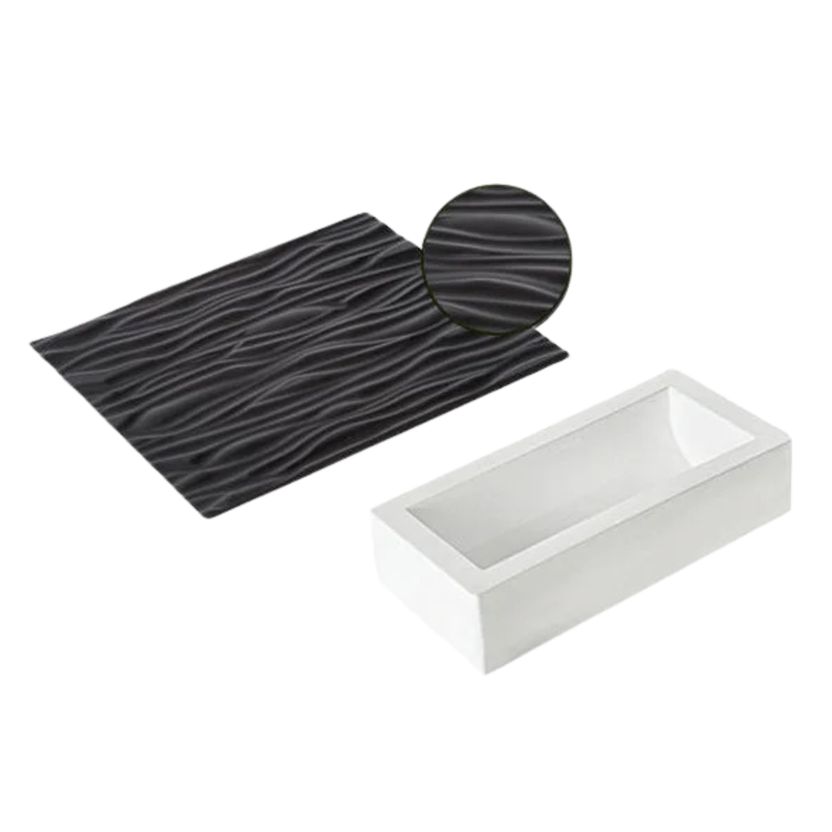 Tapis décor bois pour bûches et entremets avec moule, motif bois en relief