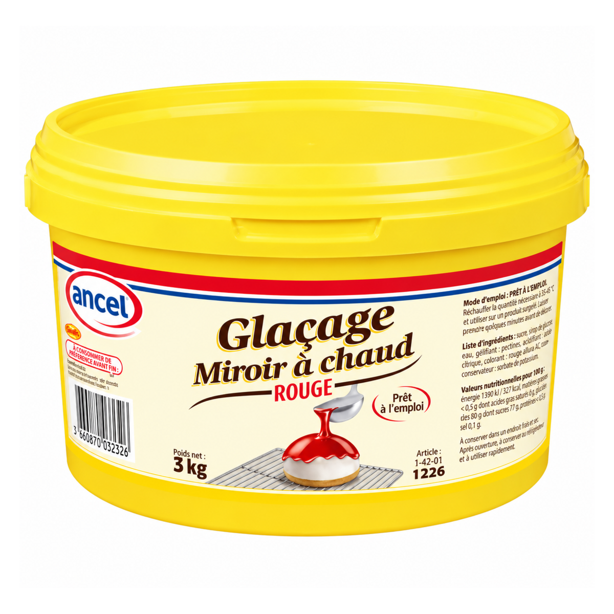 Ancel - Glaçage Miroir à Chaud Rouge 3 kg