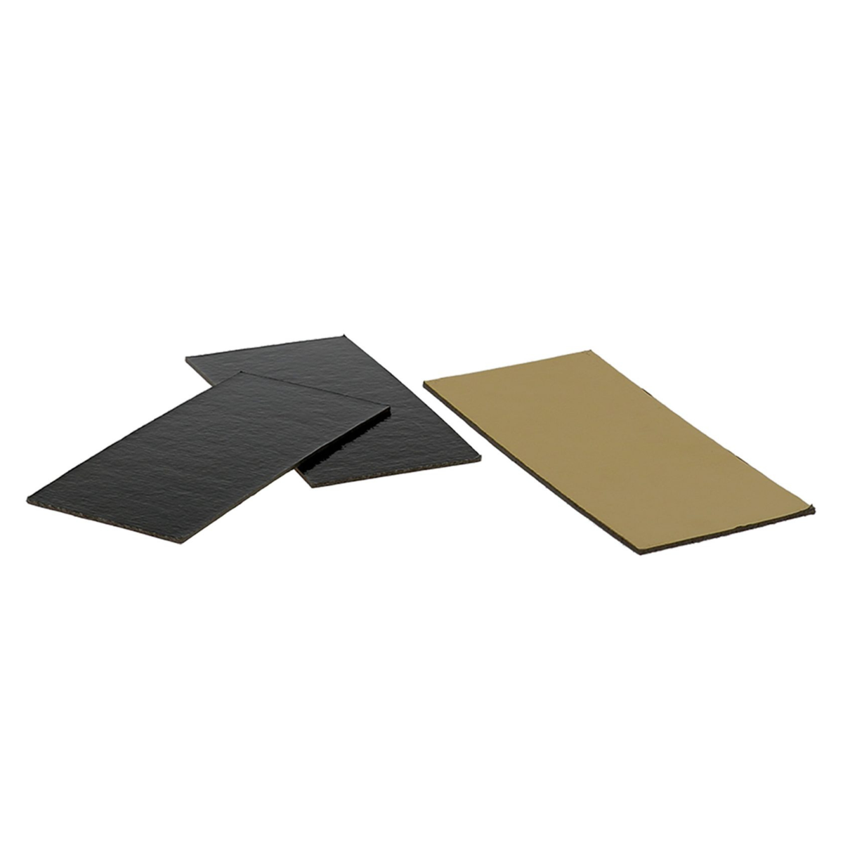 cartons rectangulaires noirs et dorés pour bûche