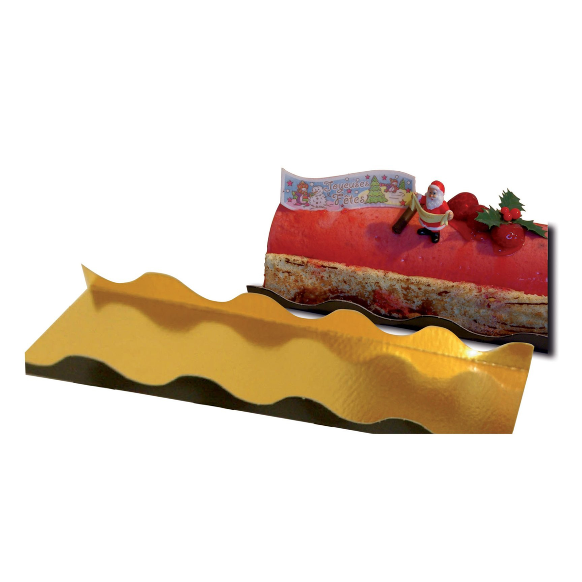 support à bûche en carton noir et doré