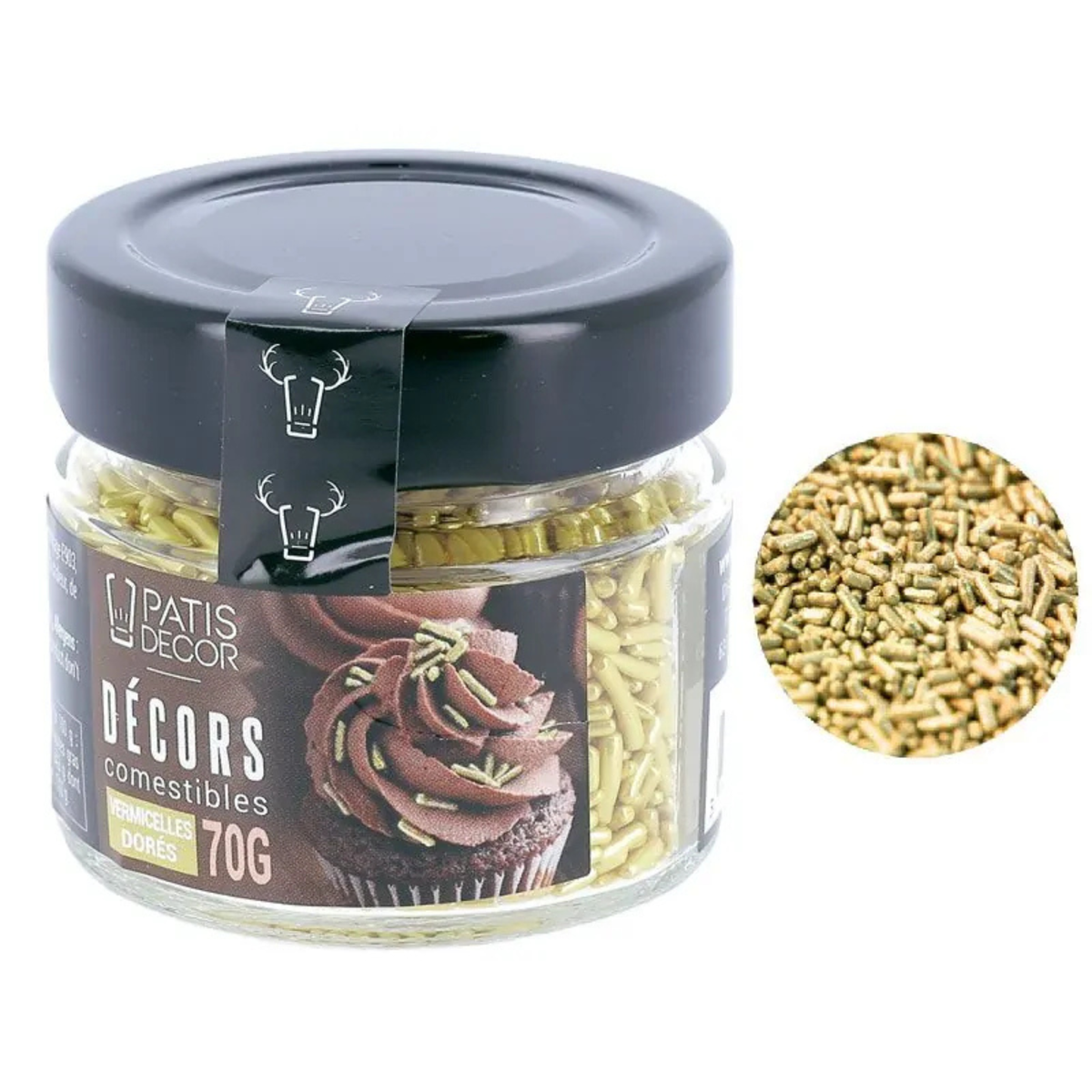 Pot PatisDécor avec vermicelles dorés