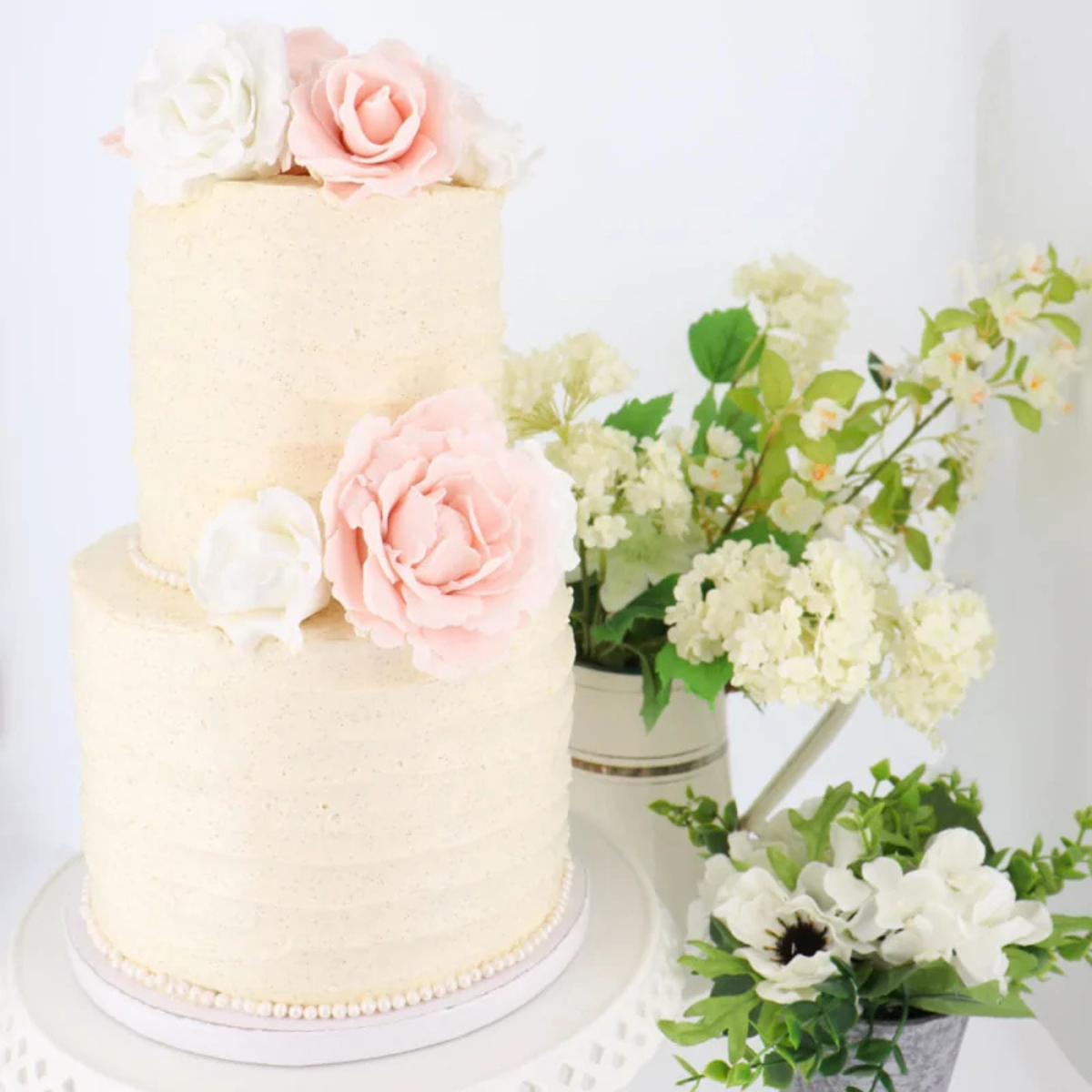  perles sucre blanches sur gateau de mariage