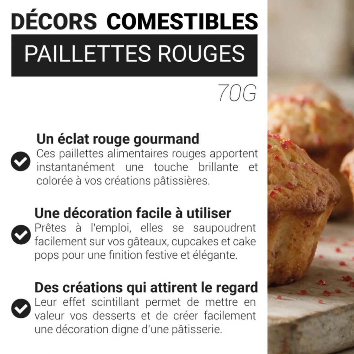 Pot PatisDécor à paillettes rouges comestibles
