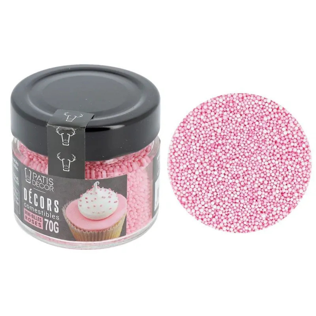 Pot PatisDécor mini billes roses comestibles