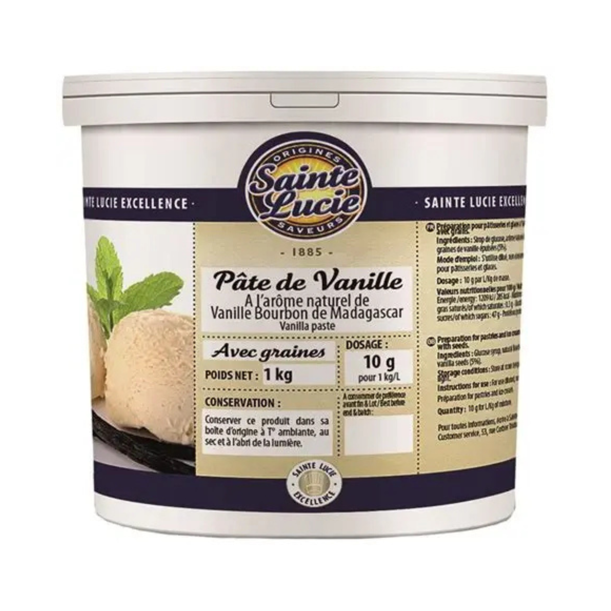 Sainte Lucie – Pâte de vanille Bourbon de Madagascar avec graines 1 kg