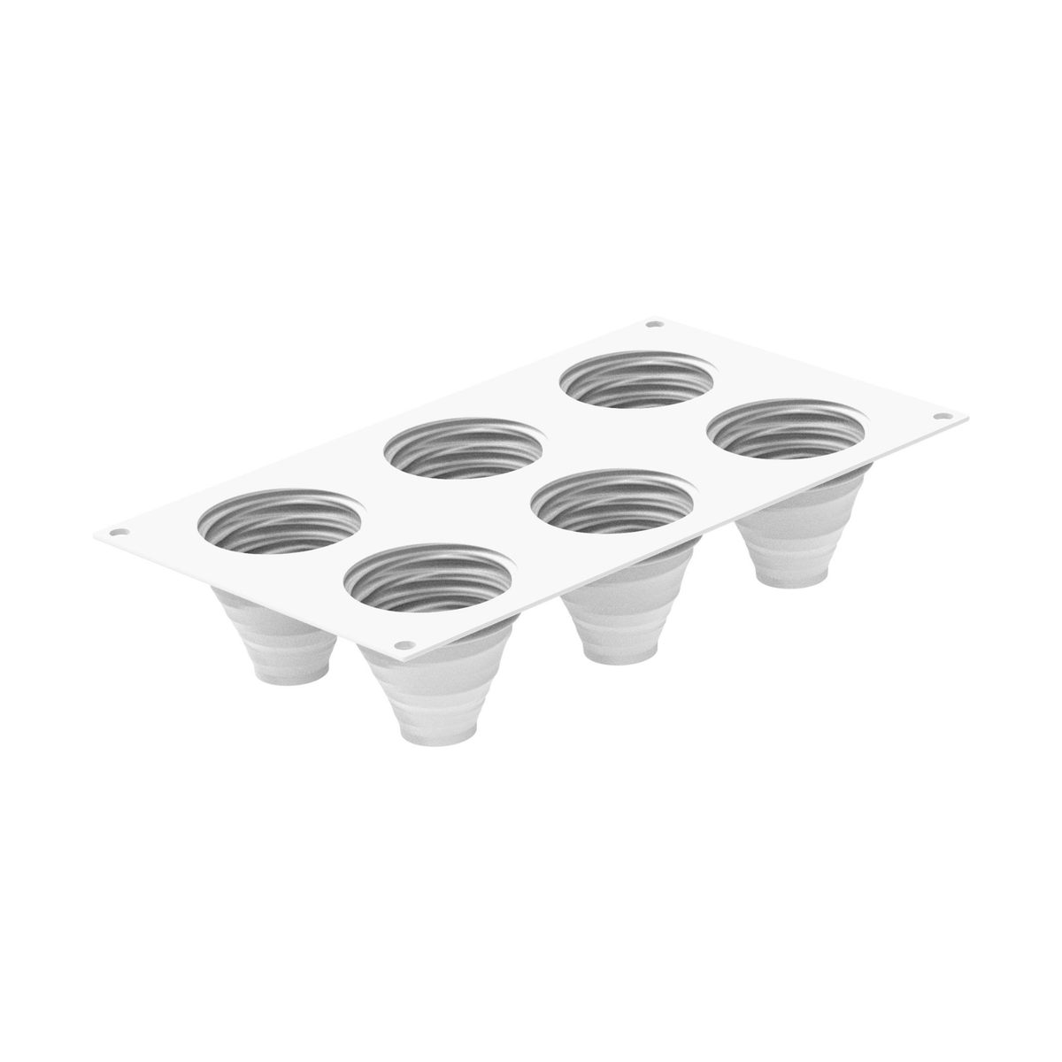 Moule Silikomart 6 empreintes coniques striées pour entremets individuels