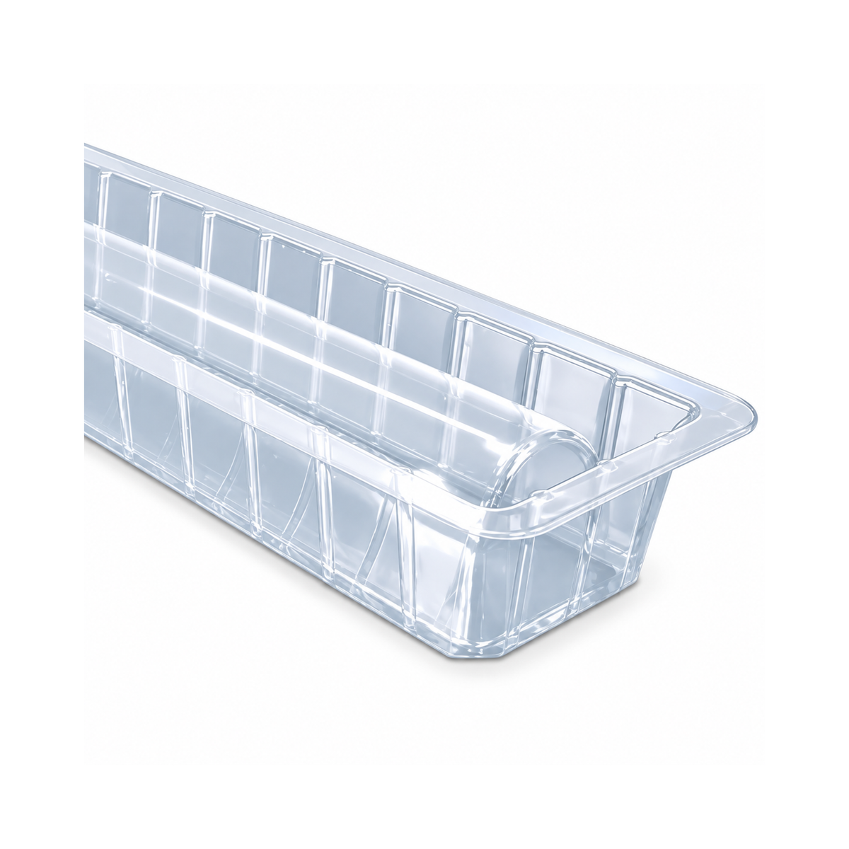Moule à bûche transparent en plastique rigide avec empreinte arrondie