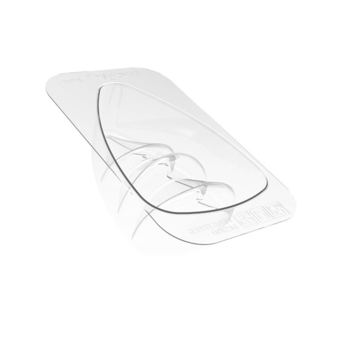 Moule thermoformé transparent Silikomart Winter Joy pour entremets sapin de Noël à trois étages, vu de côté.