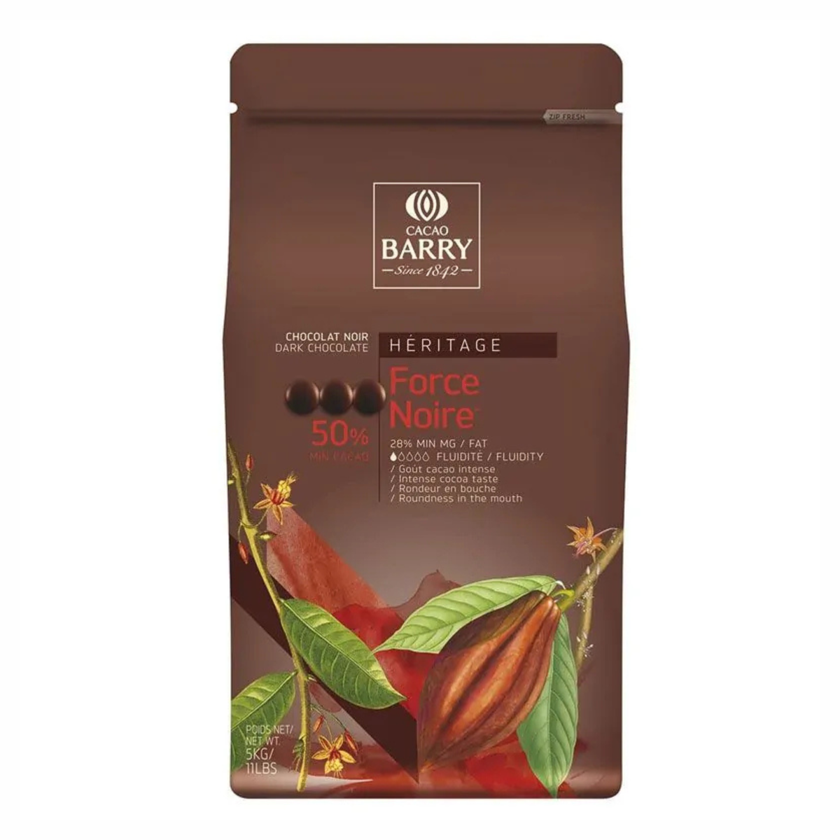 Cacao Barry - Chocolat Noir Force Noire 50 % en Pistoles