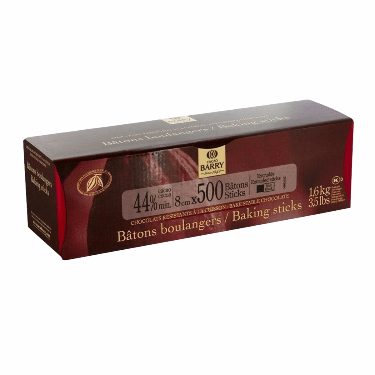 Bâtons Boulangers en Chocolat Noir 44 % Cacao Barry 