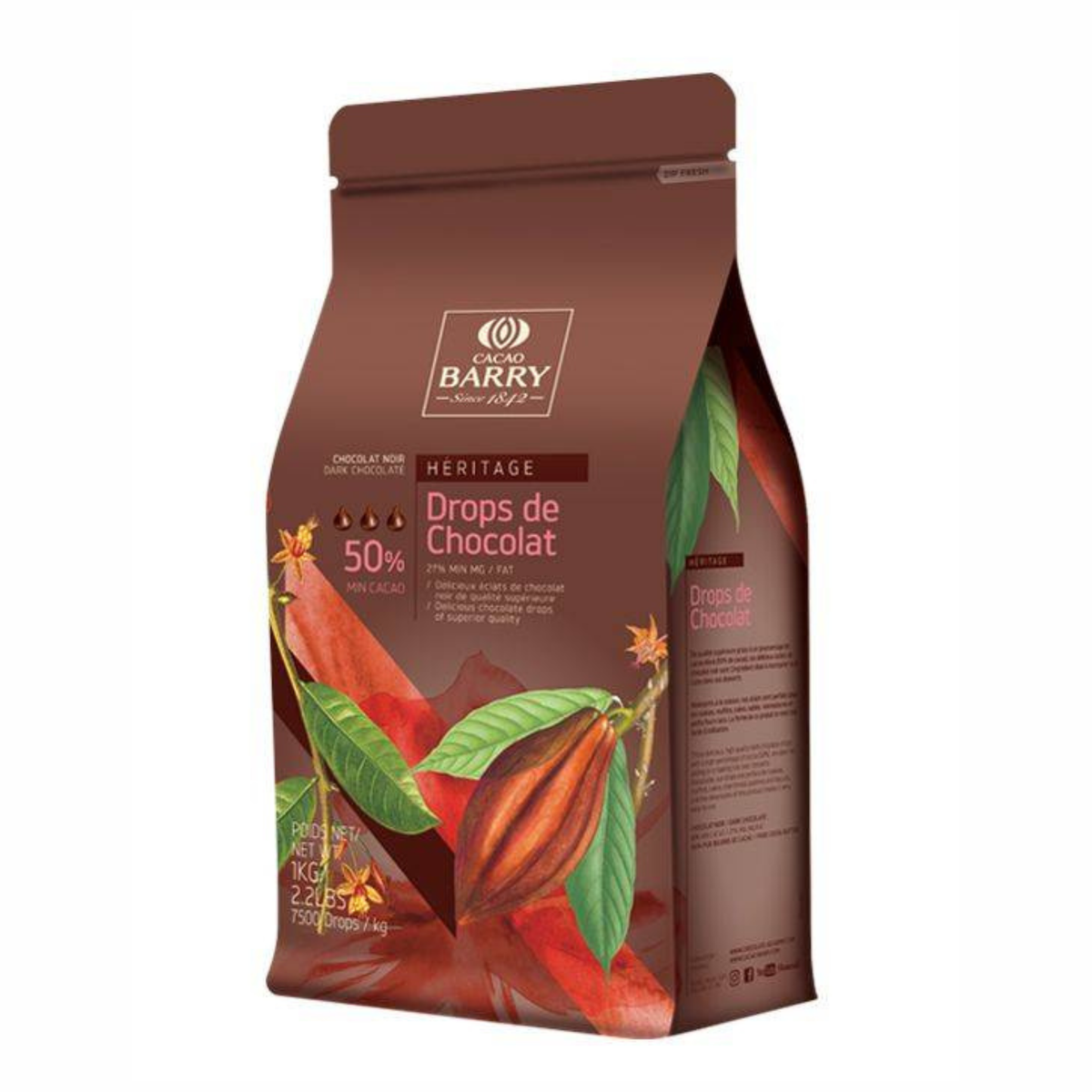 Cacao Barry - Drops de Chocolat Noir 50 % - 1 kg