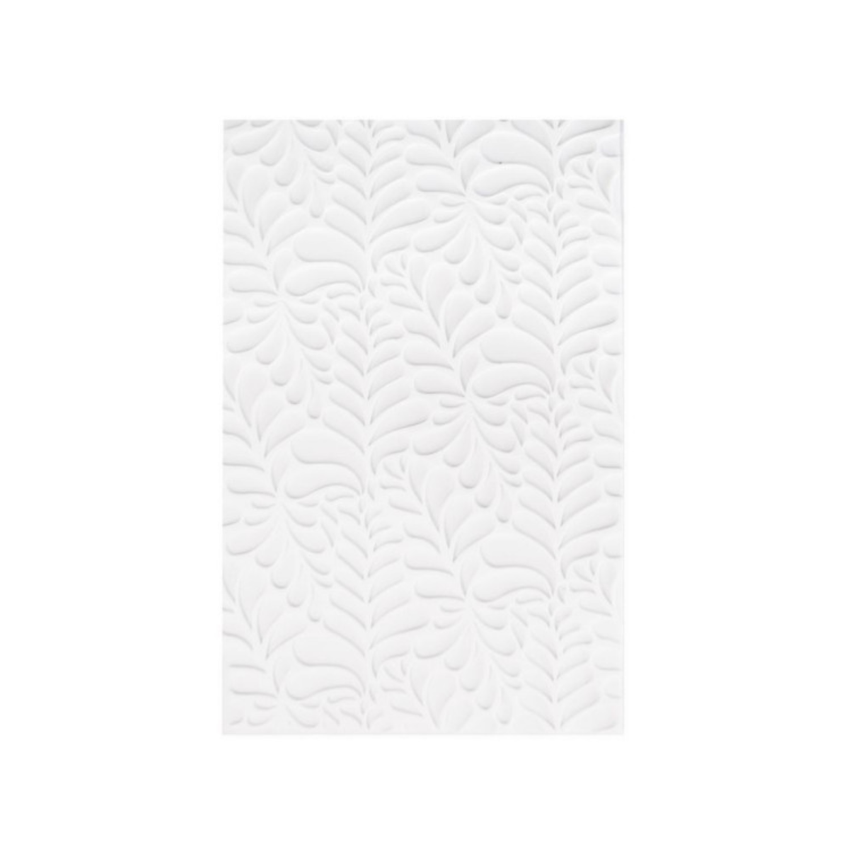 Tapis silicone blanc ScrapCooking Cookina rectangulaire avec motifs de feuilles et arabesques en relief pour décorer les bûches de Noël.