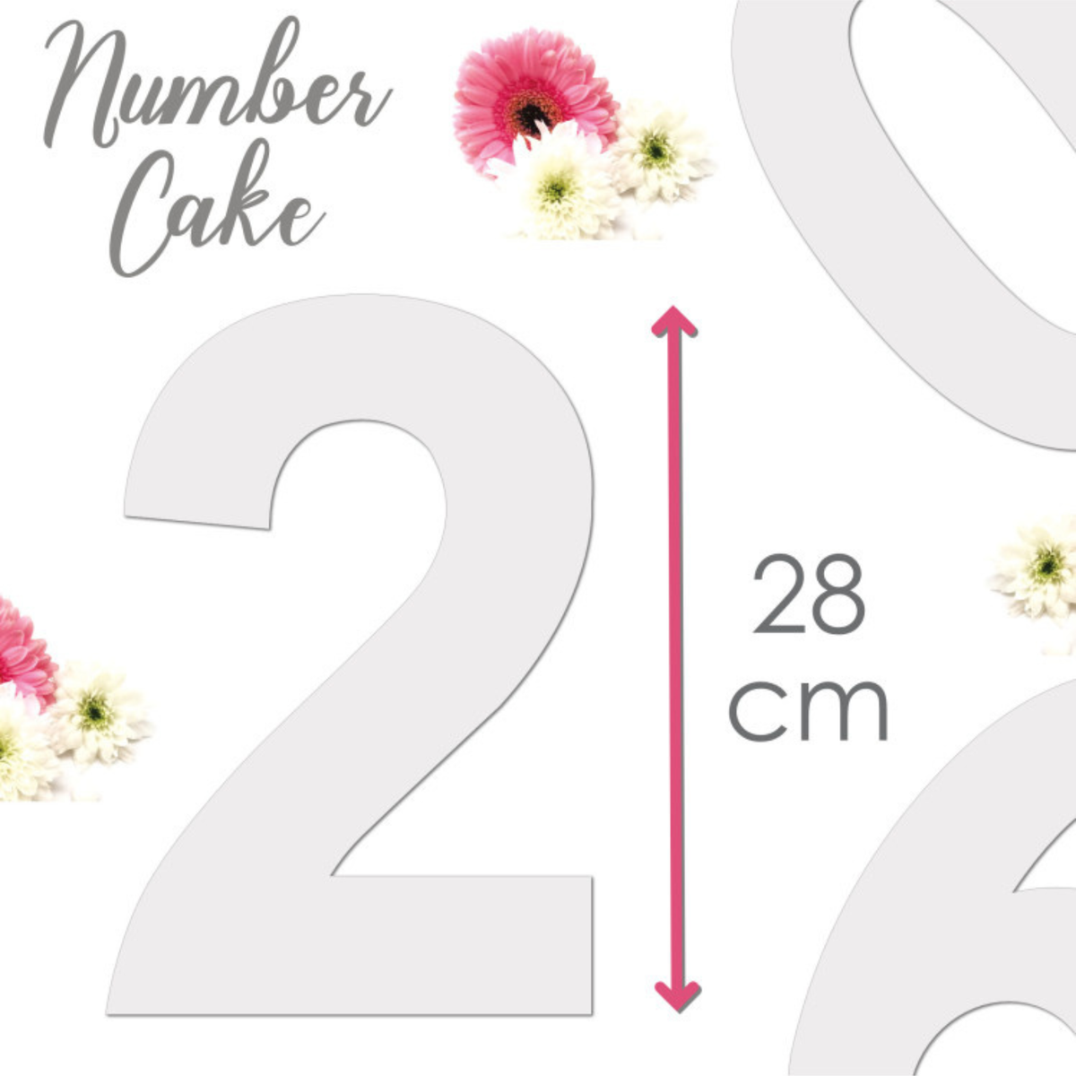 Gabarit chiffre 2 ScrapCooking pour Number Cake, d'une hauteur de 28 cm, présenté sur fond blanc.