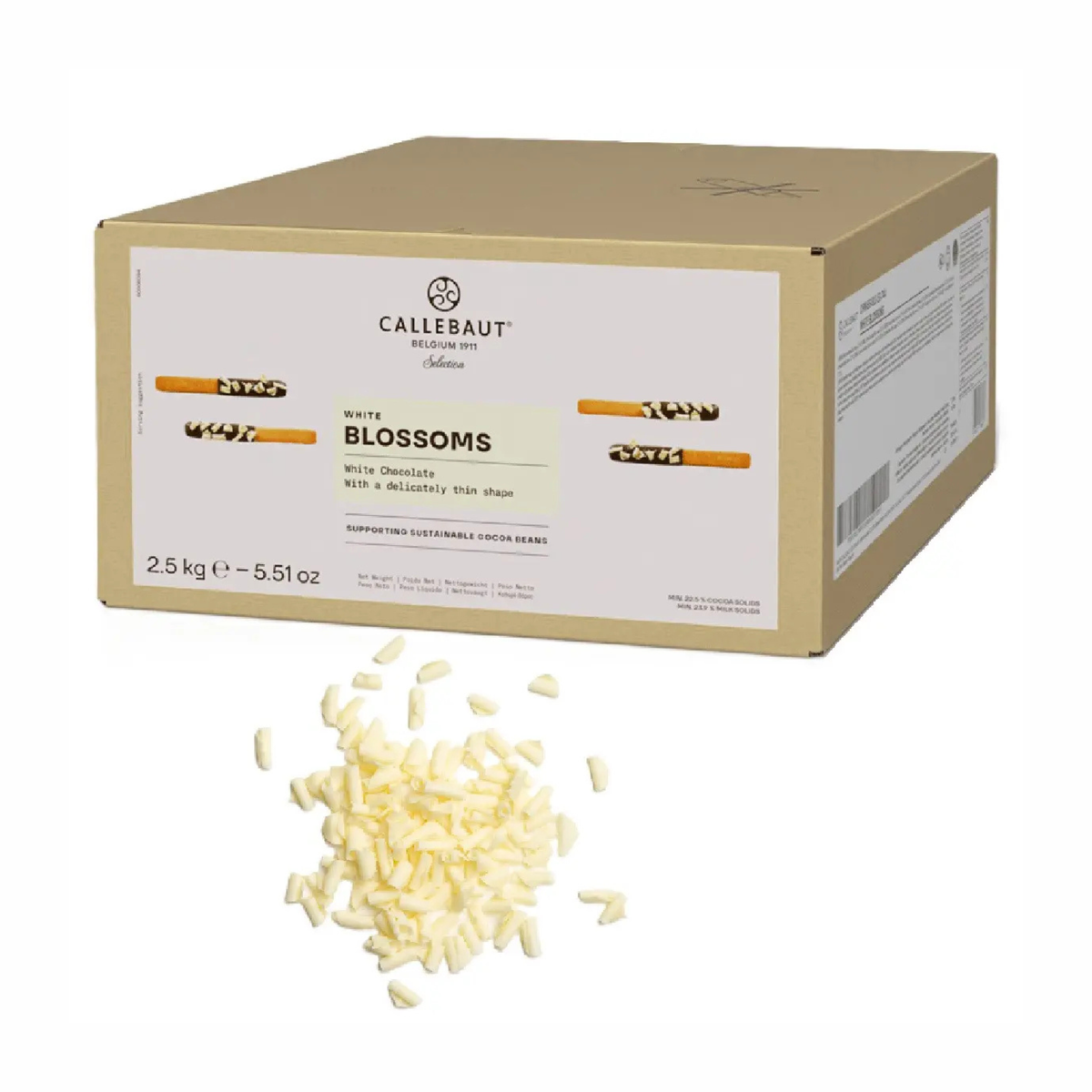 carton de Copeaux de Chocolat Blanc Petit Blossoms 2.5 kg Callebaut
