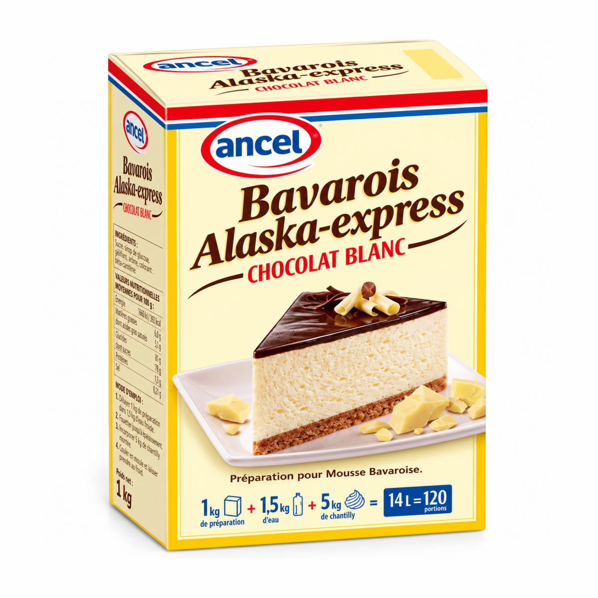 Ancel - Préparation Bavarois Alaska-Express Chocolat Blanc 1 kg