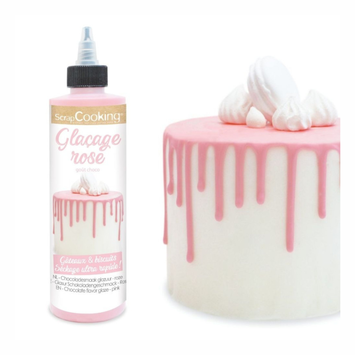 ScrapCooking - Glaçage rose goût chocolat pour drip cake 130 g DDM 01.11.2026