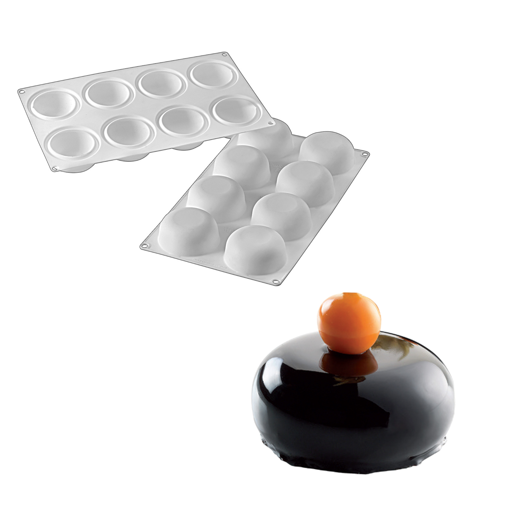Silikomart - Moule Silicone 8 Ronds Bombés Stone Ø 65 mm