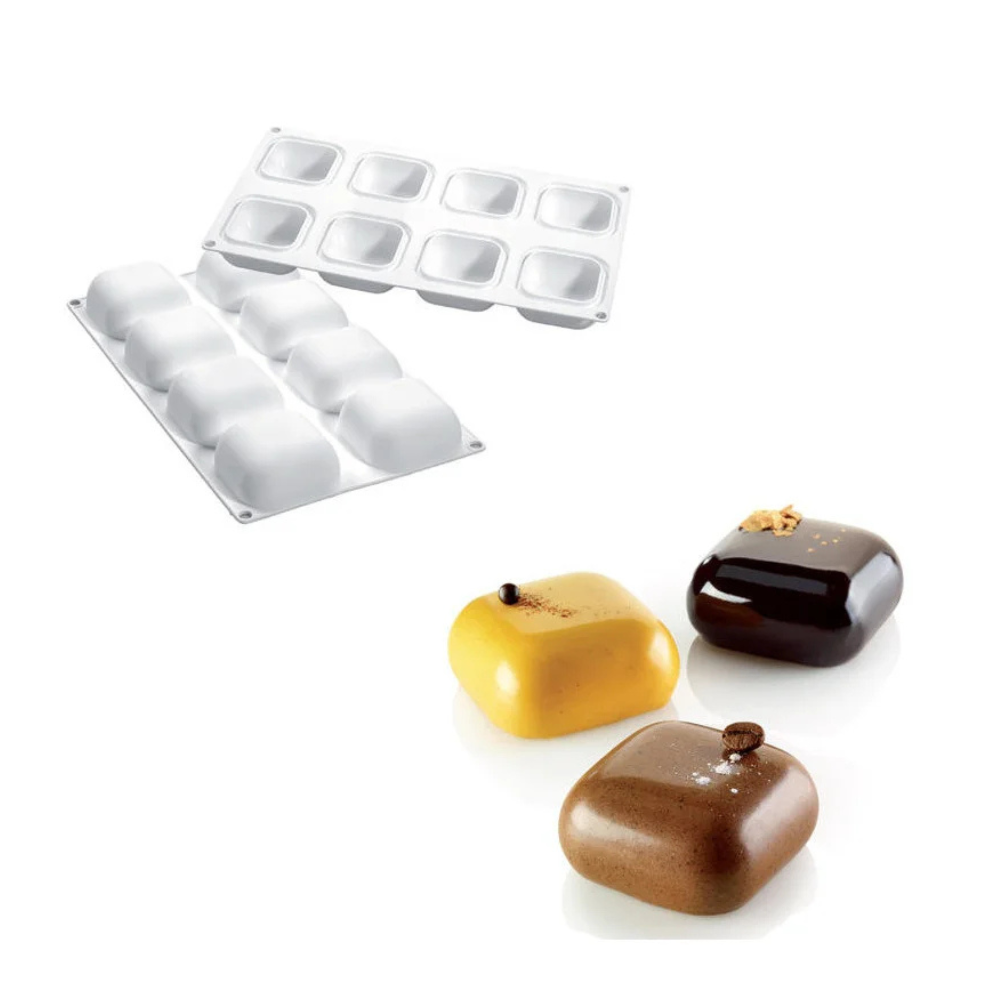 Silikomart - Moule Silicone 8 Carrées Bombés 61 x 61 mm