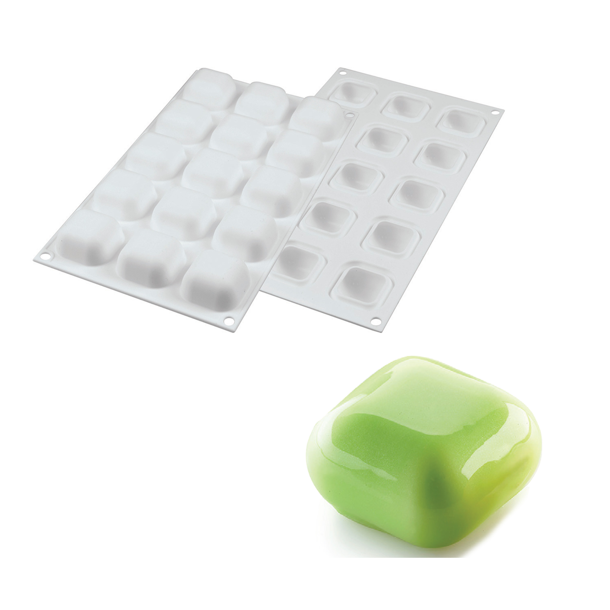 Silikomart - Moule Silicone 15 Carrées Bombés 40 x 40 mm