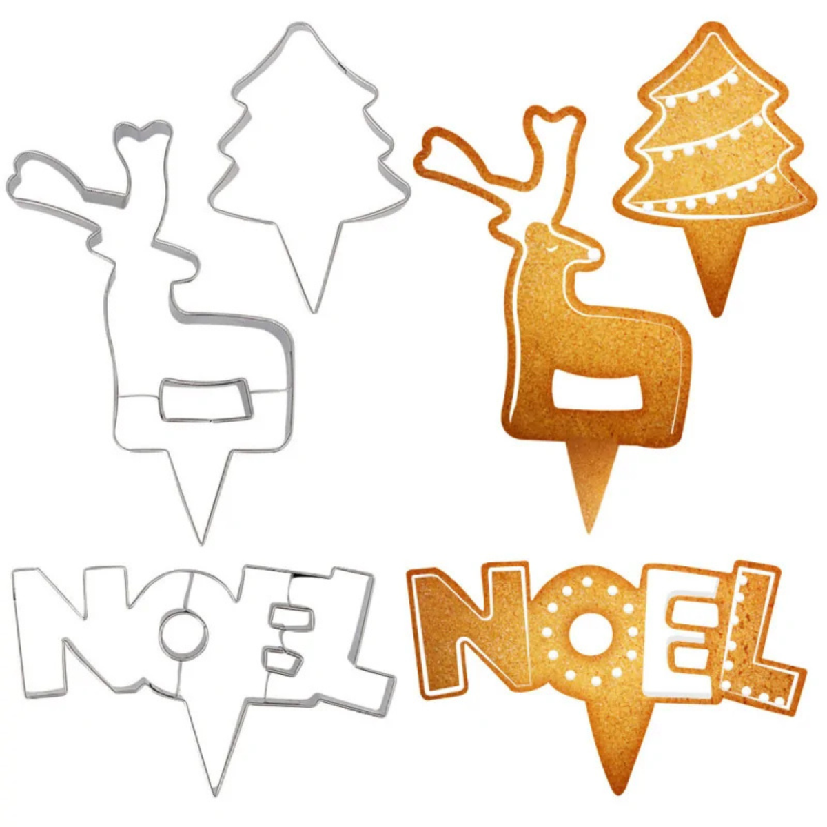 PatisDécor - Emporte-pièces Cake Toppers Noël en Inox - Lot de 3