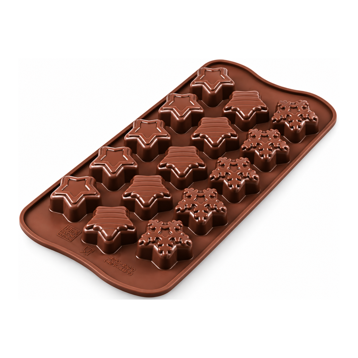 Moule en silicone étoiles et flocons de Noël
