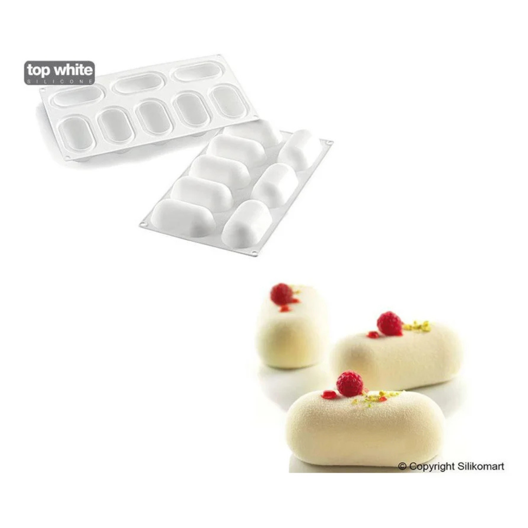 Silikomart - Moule Silicone 8 Ovales Bombés 82 x 43 mm