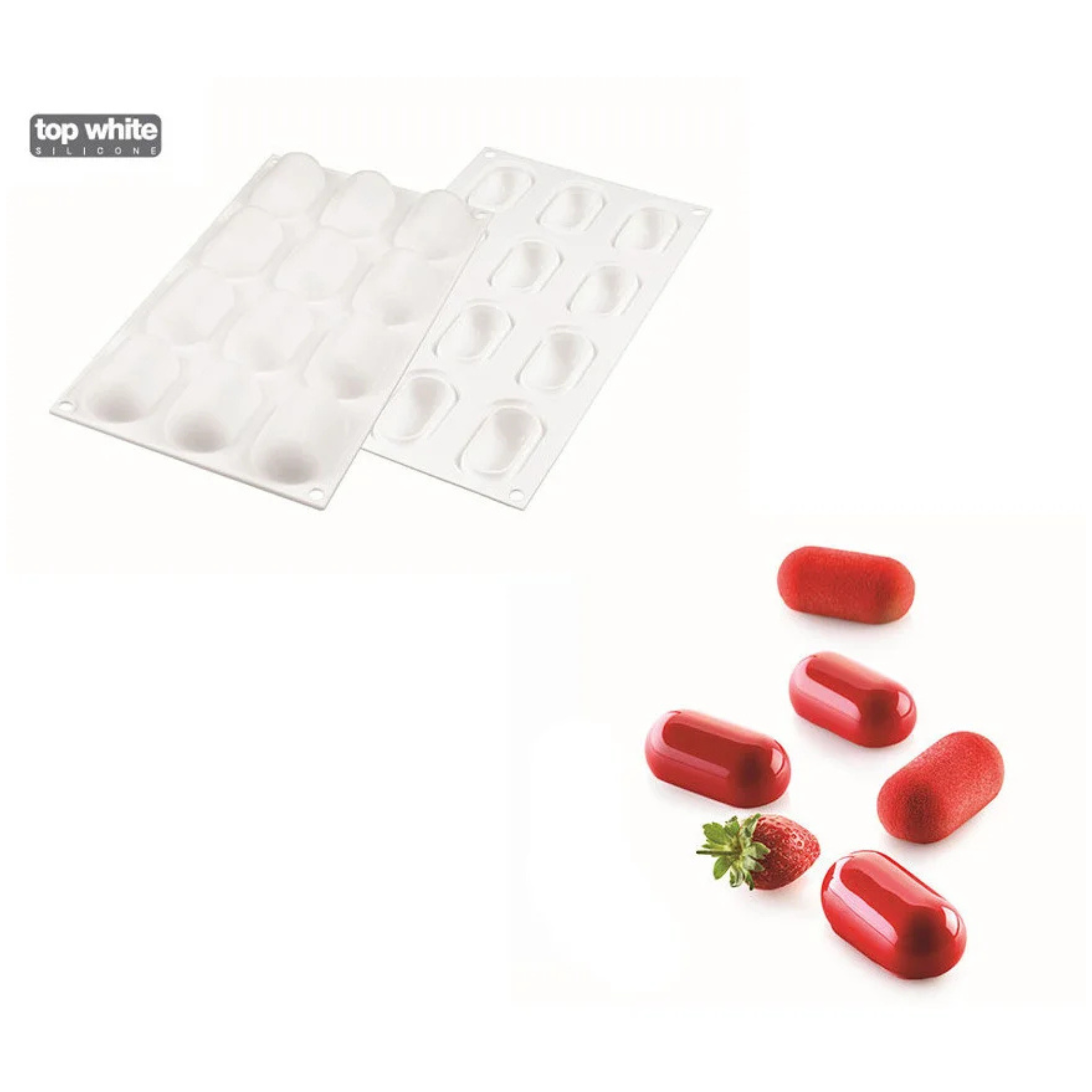 Silikomart - Moule Silicone 12 Mini Ovales Bombés 58 x 29 mm