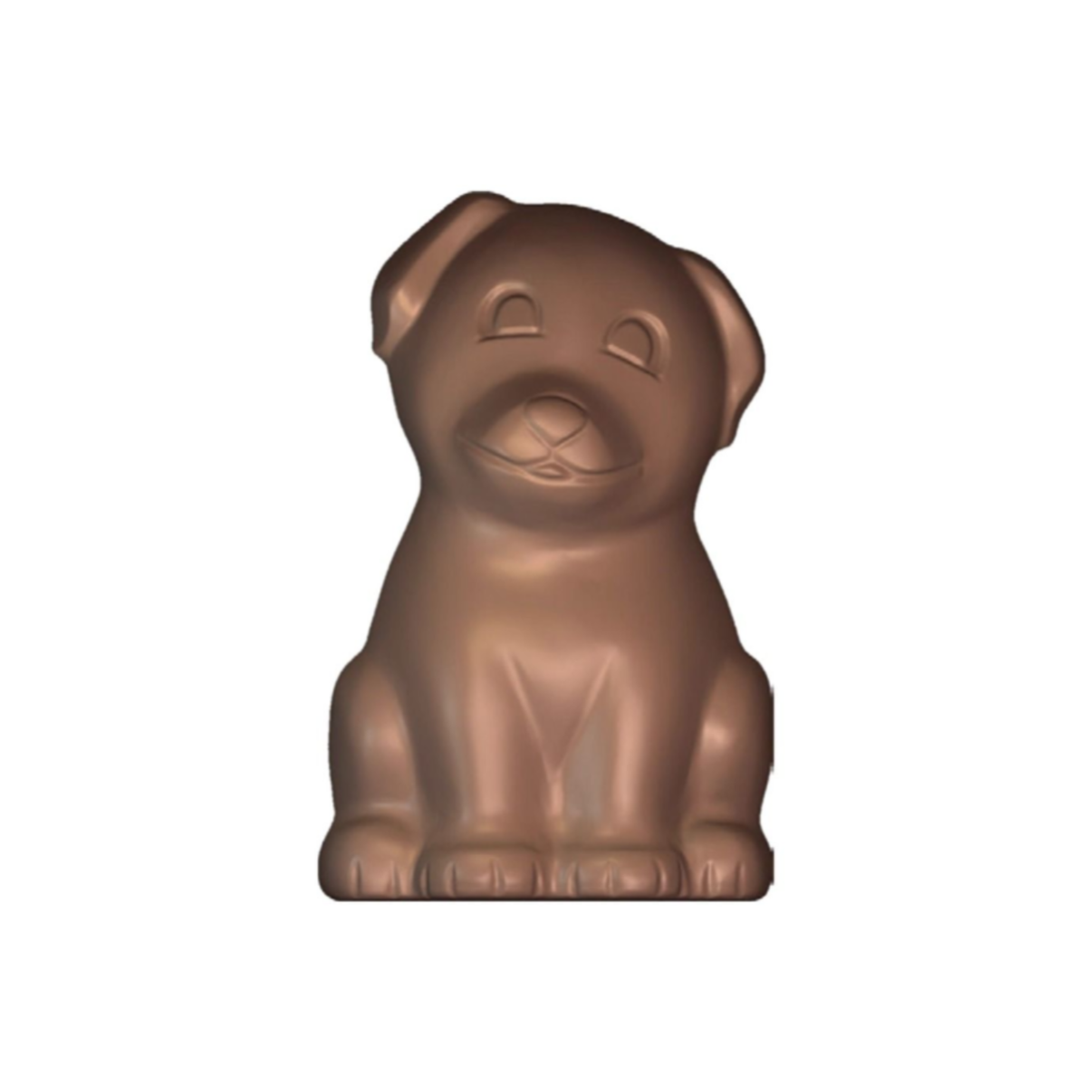 Chien en chocolat assis avec détails en relief