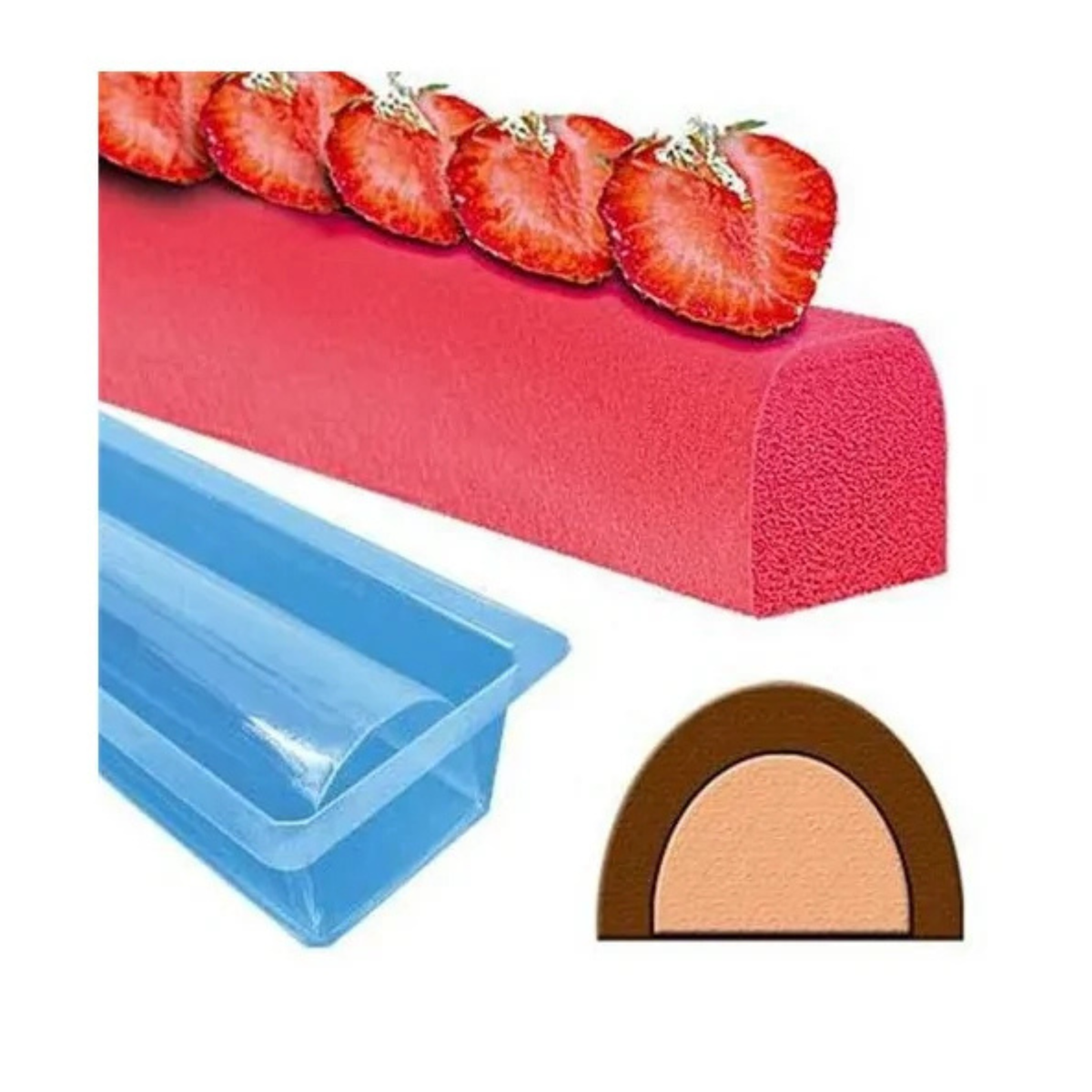 Moule à bûchettes de Noël demi-rondes en PVC 50 cm Déco Relief 