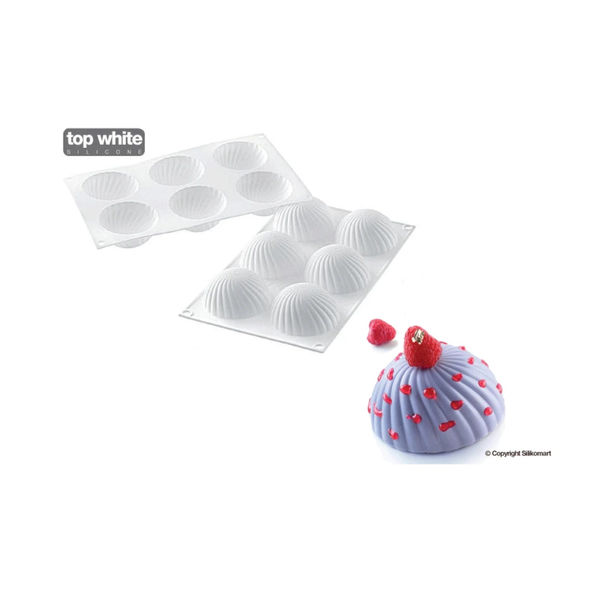Silikomart - Moule Silicone 6 Demi Sphères Vrillées Ø 75 mm