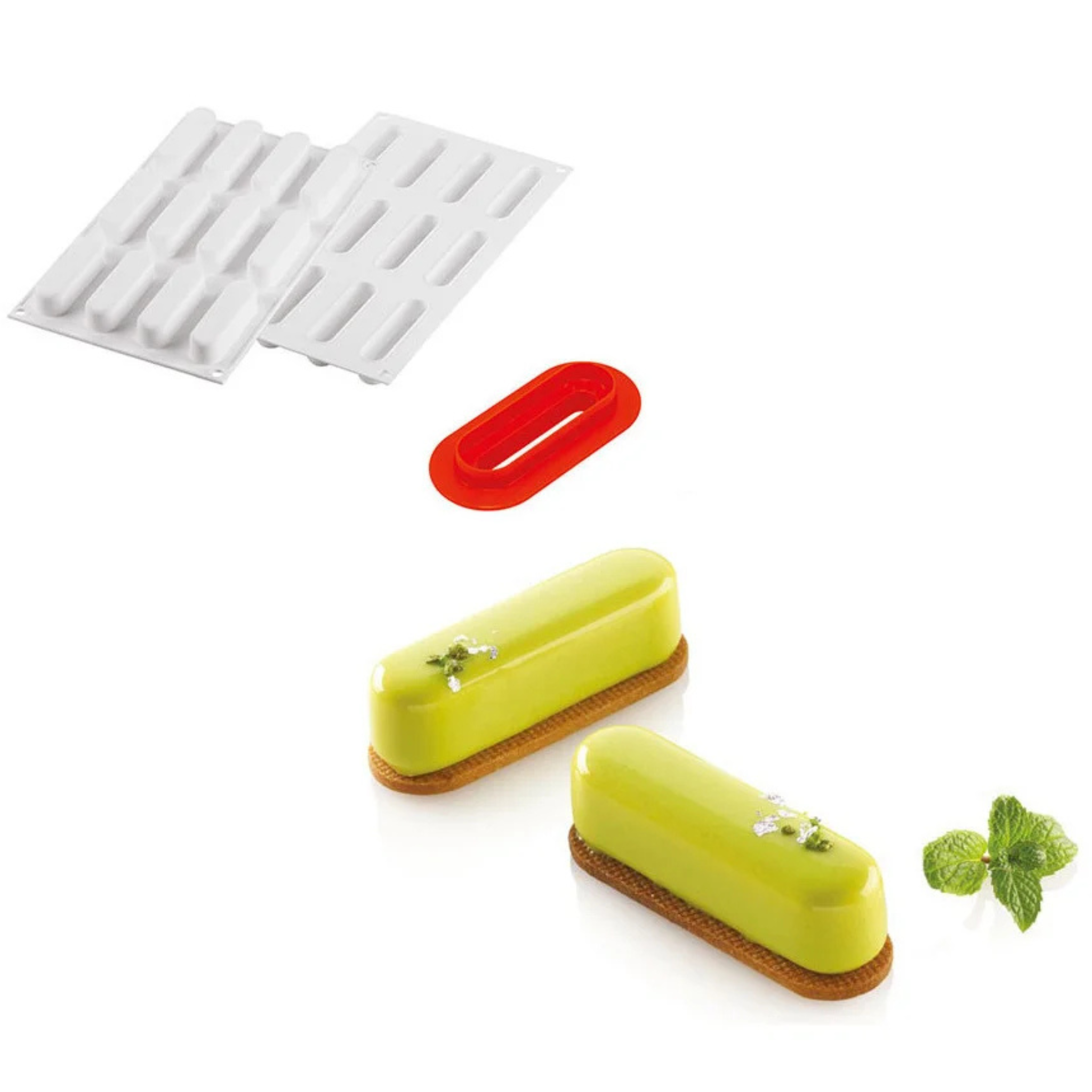 Silikomart - Moule Silicone 12 Mini Éclairs Caroline 83 x 23 mm 30 ml