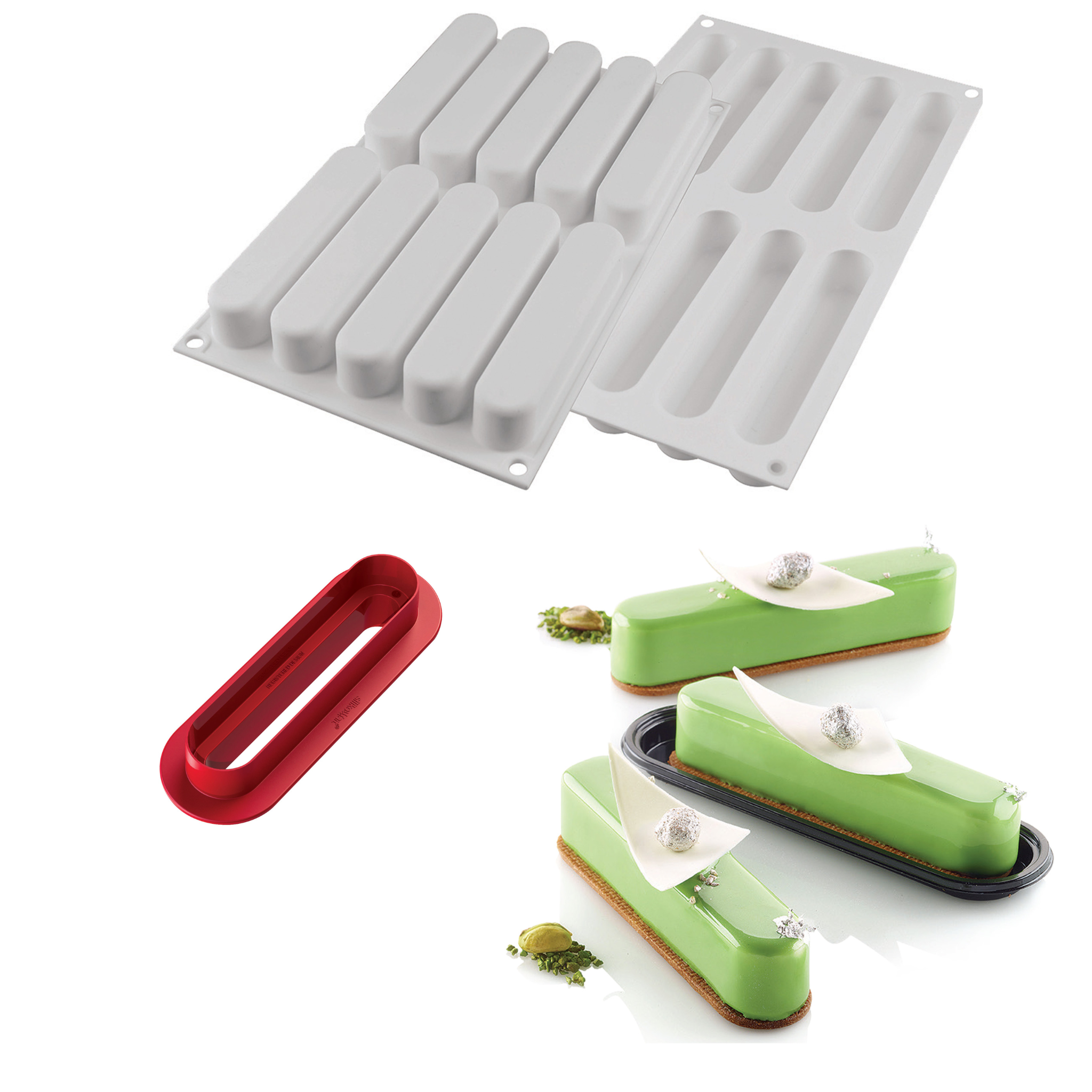 Silikomart - Moule Silicone 10 Fashion Éclairs 130 x 25 mm 80 ml