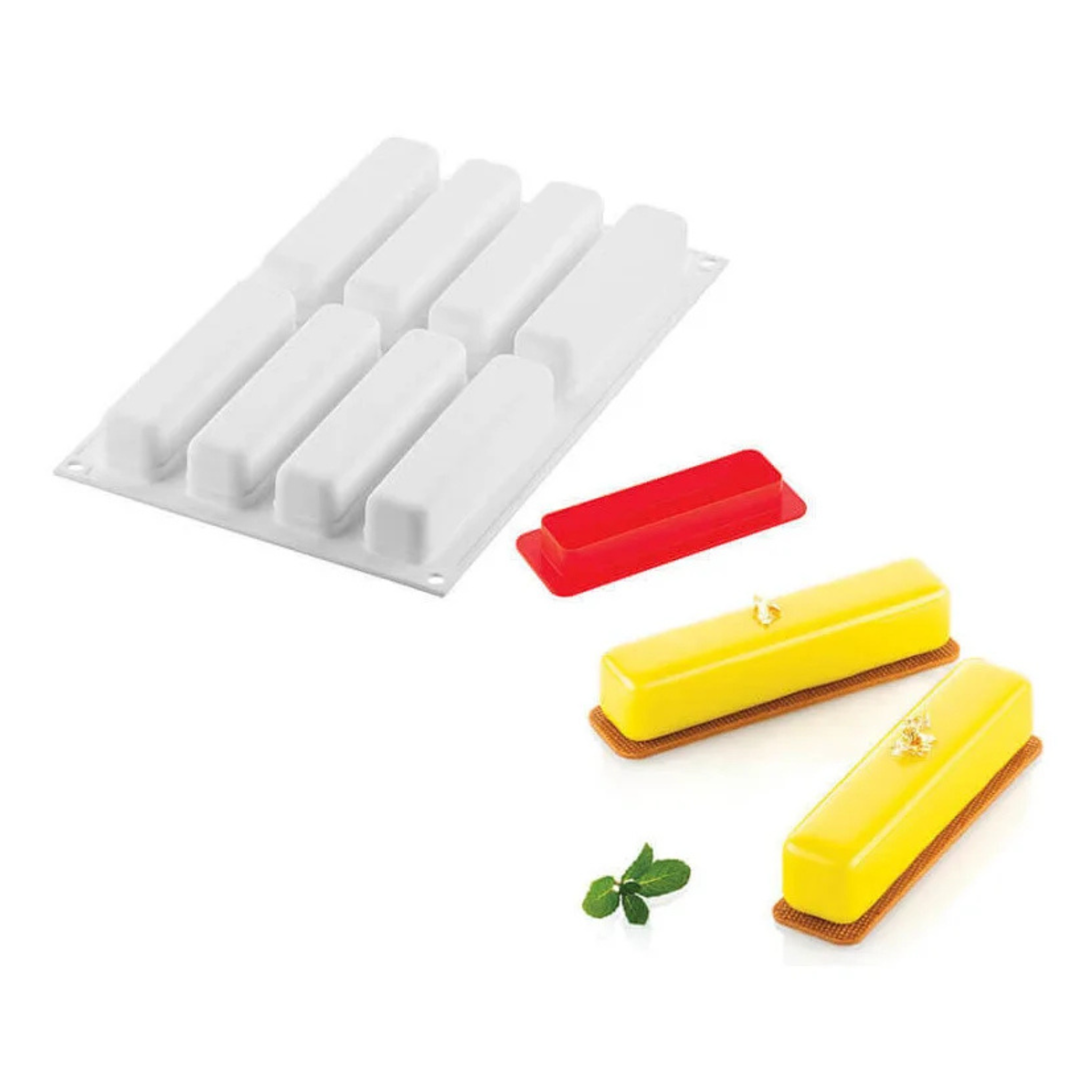 Silikomart - Moule Silicone 8 Stripe Éclairs 130 x 28 mm 95 ml