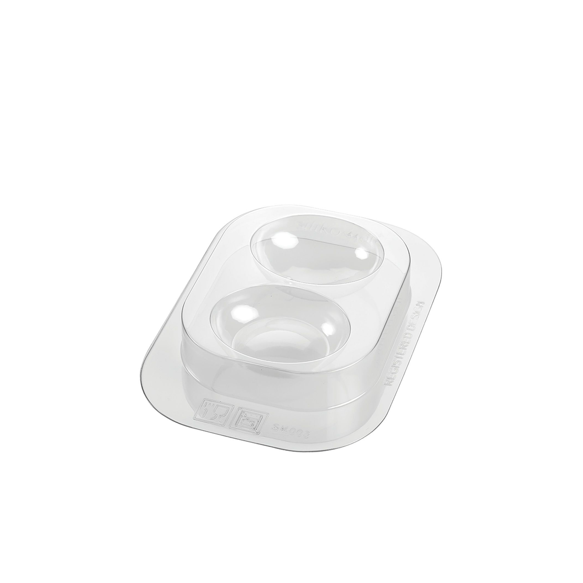 Moule thermoformé transparent pour réalisation de deux formes arrondies en chocolat
