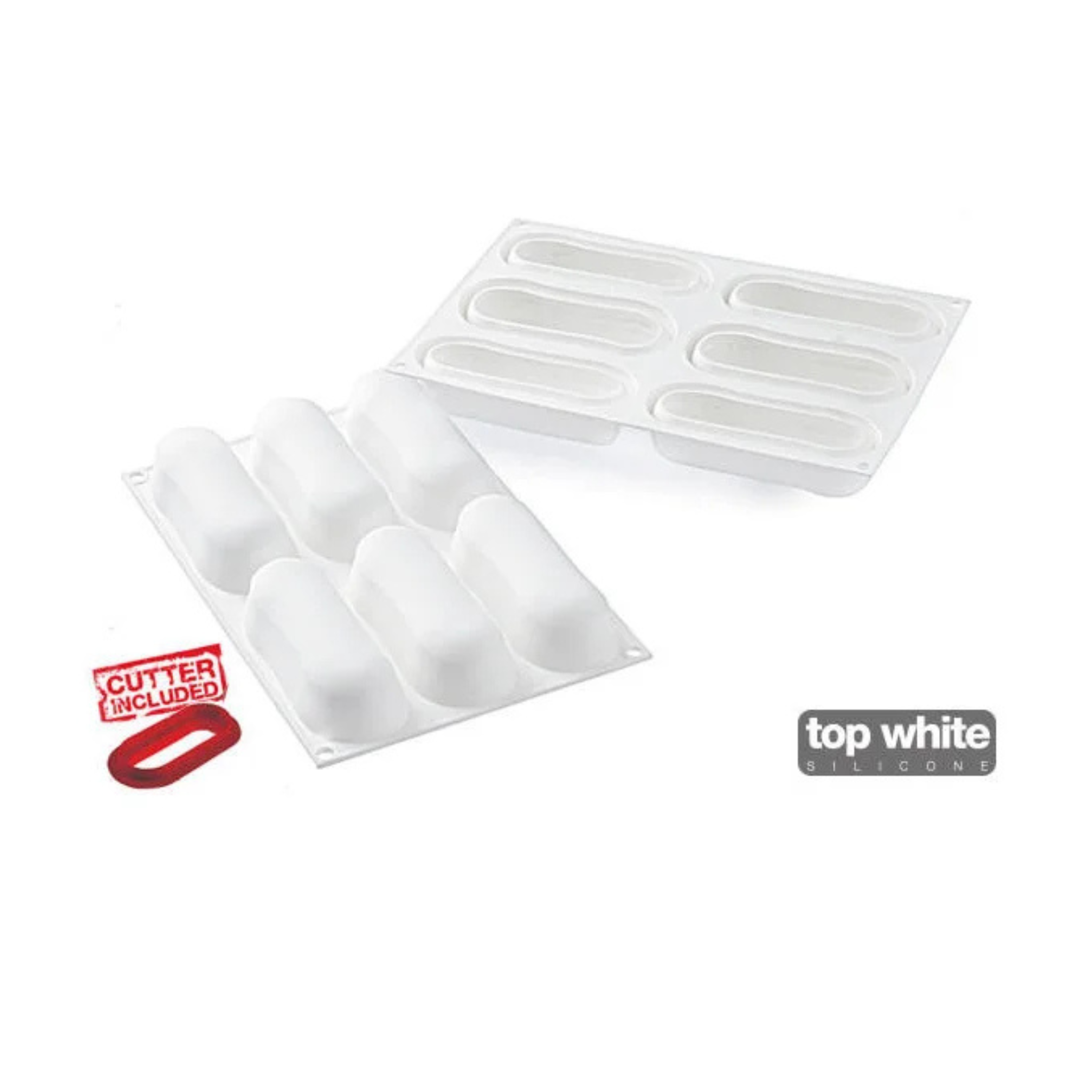 Silikomart - Moule Silicone 6 Éclairs  129 x 40 mm 140 ml