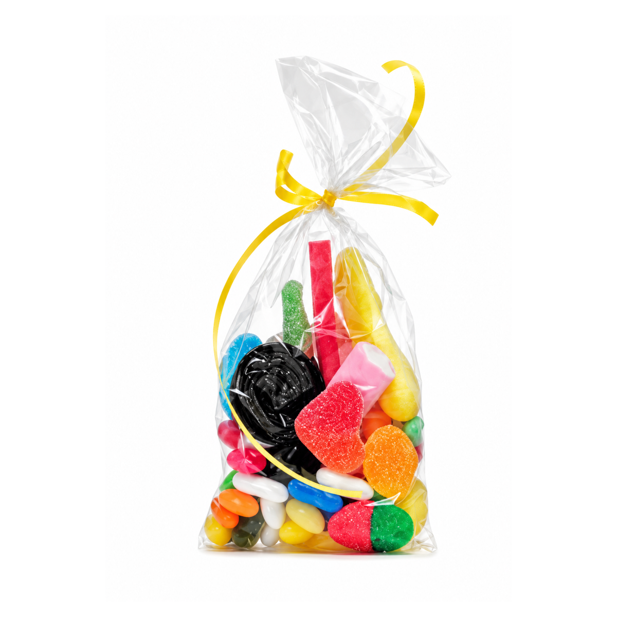 sac transparent rempli de bonbons