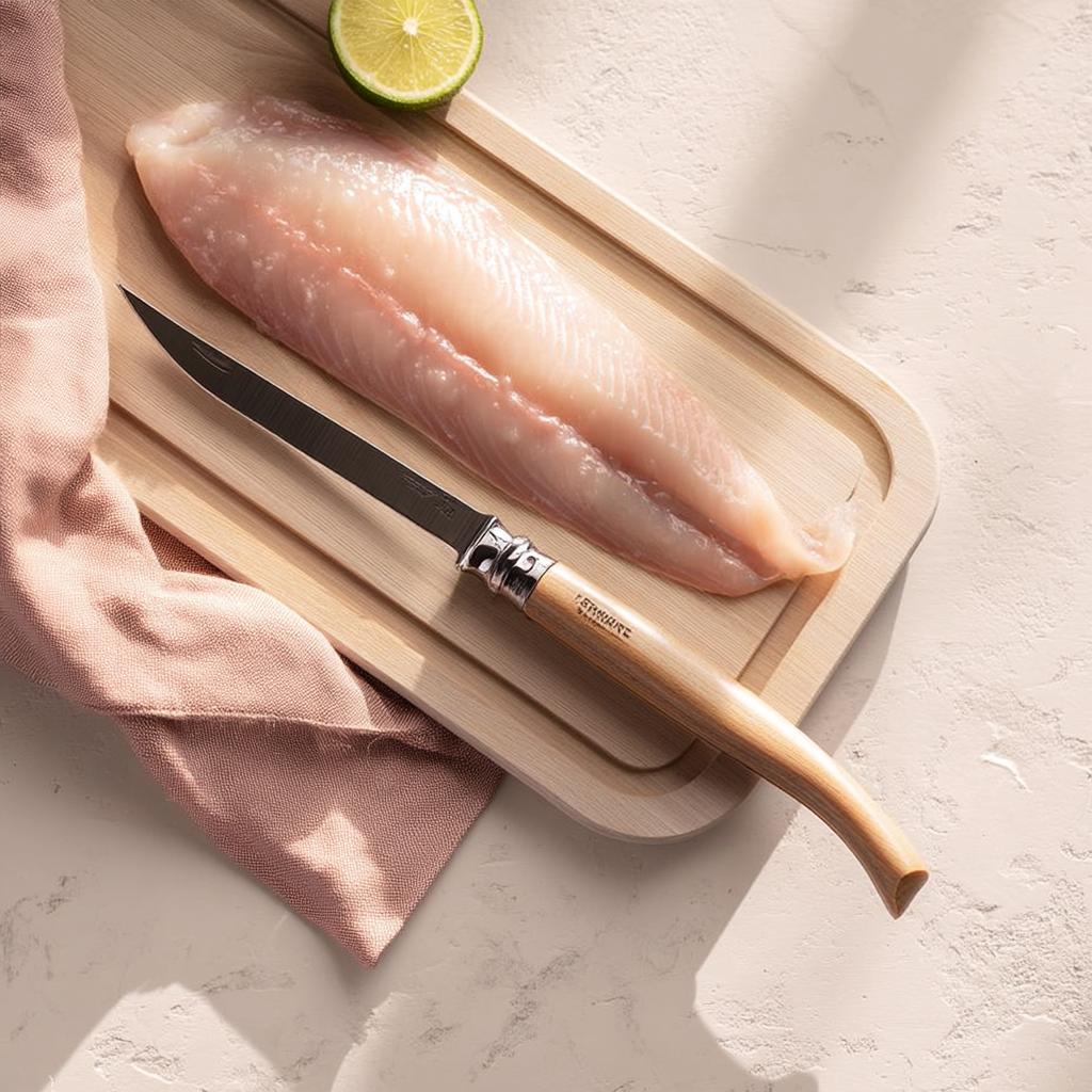 Couteau à filet de sole avec manche en bois