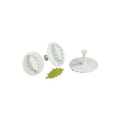 Mallard Ferrière - 3 Découpoirs Feuille de Houx à Poussoir – Set Ø 45 / 50 / 55 mm