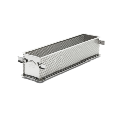 Moule rectangulaire dépliable à charnières GEOFORME, inox perforé - 35 cm