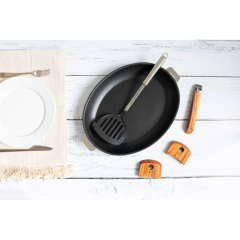Poêle Ovale Inox Mutine Anti-Adhésive Exceliss - Ø 35 cm