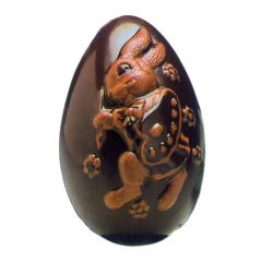 Œuf de Pâques Demi Coquille Lapin peintre  - h 220mm