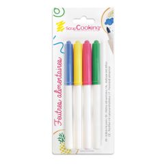 ScrapCooking - 4 feutres alimentaires - jaune, vert, rose & bleu