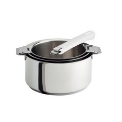 Série de 3 casseroles avec poignée amovible - Blanche