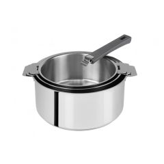 Série de 3 casseroles avec poignée amovible - Grise